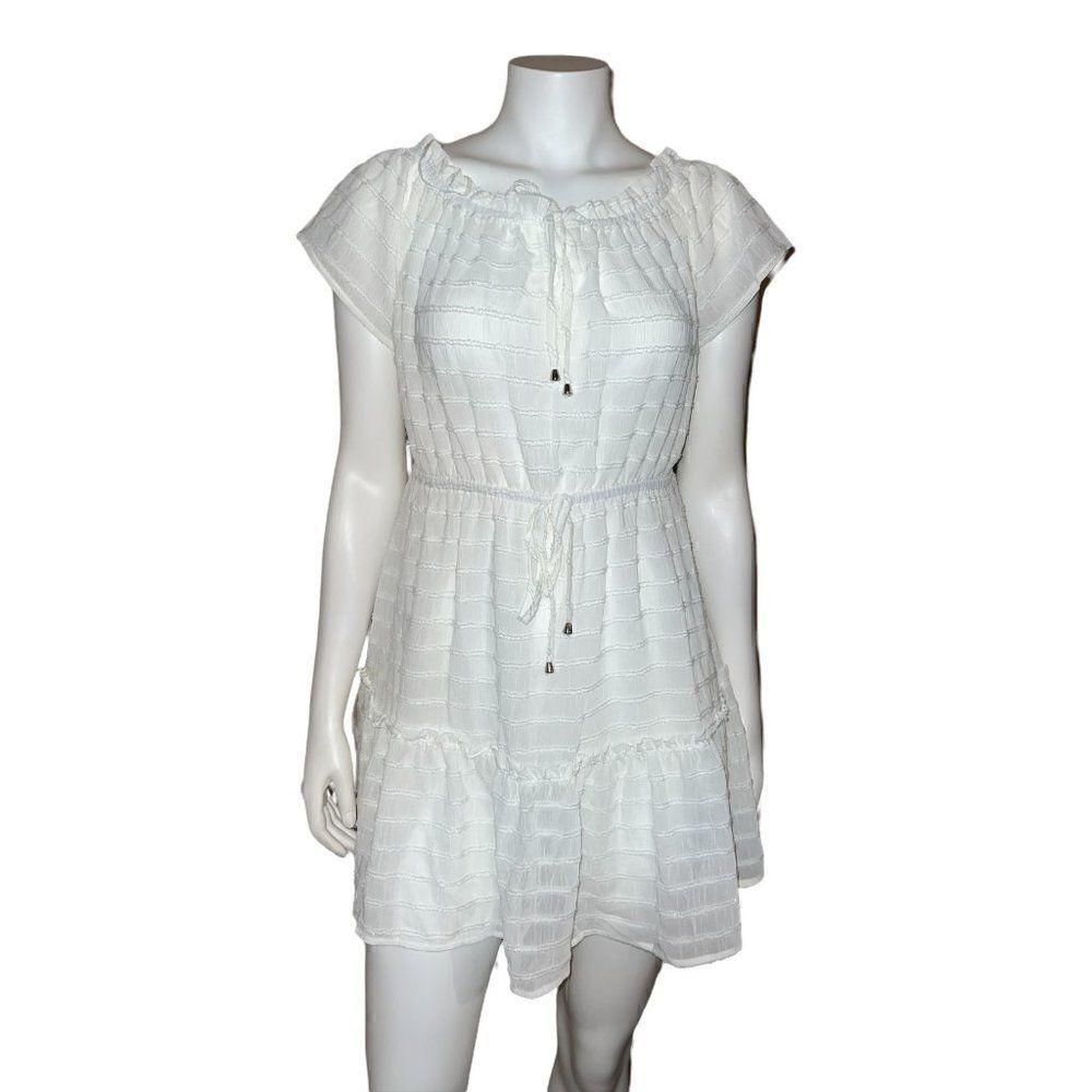 Miken White Juniors' Ruffled Swim Cover-up Dress Sparkle Extra Small NWT - Picture 2 of 8